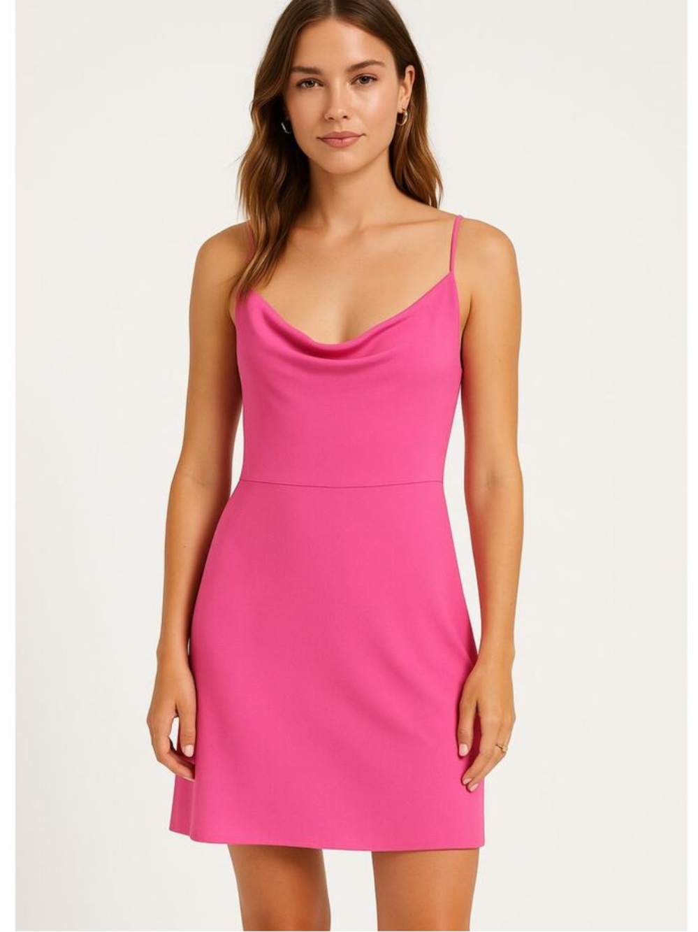 Aritzia Sunday Best Sun-deh Spencer Cowl Neck Crepe Mini Dress | Pink | XL